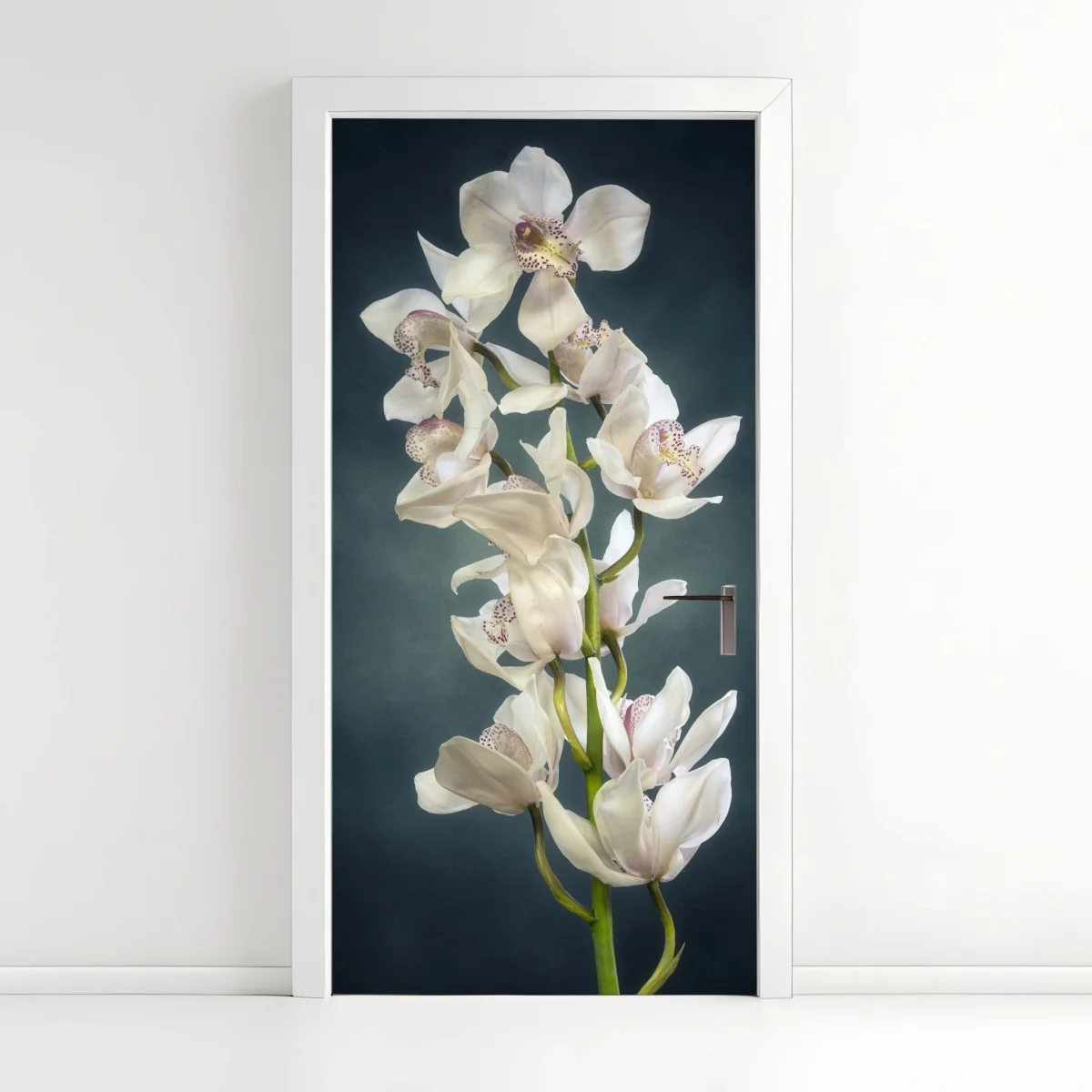 Türaufkleber zarte weiße orchideen vor gedämpftem hintergrund – Wallnifity® Türaufkleber zarte weiße orchideen vor gedämpftem hintergrund – Wallnifity®