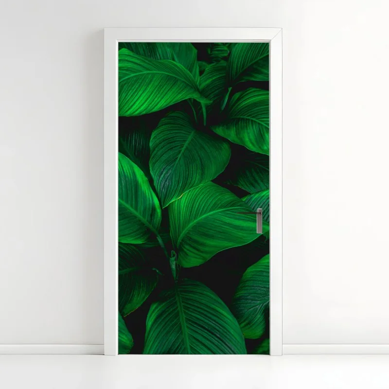 Türaufkleber tropischer palmenstrand unter blauem himmel – Wallnifity®