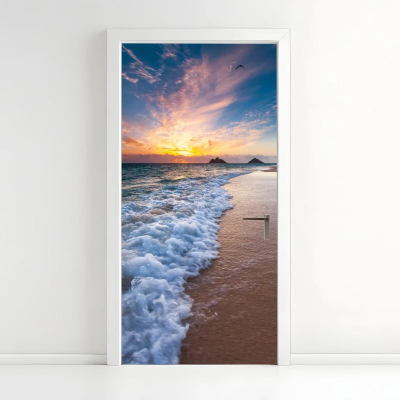 Türaufkleber fröhliches gelbes katzenmuster – Wallnifity®