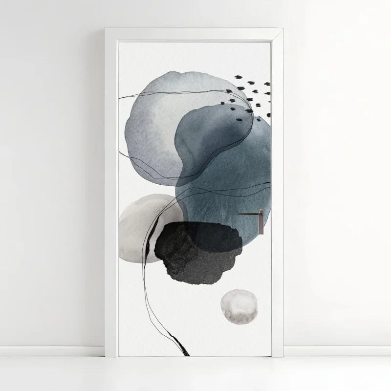 Türaufkleber ruhige blaue aquarellkugeln