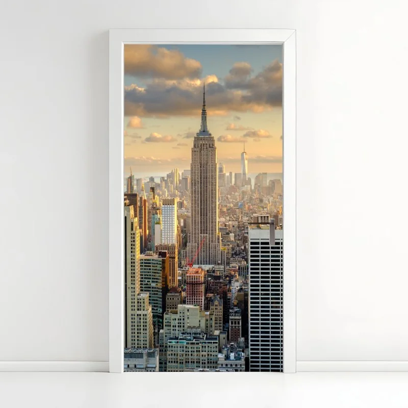 Türaufkleber New York skyline bei sonnenuntergang