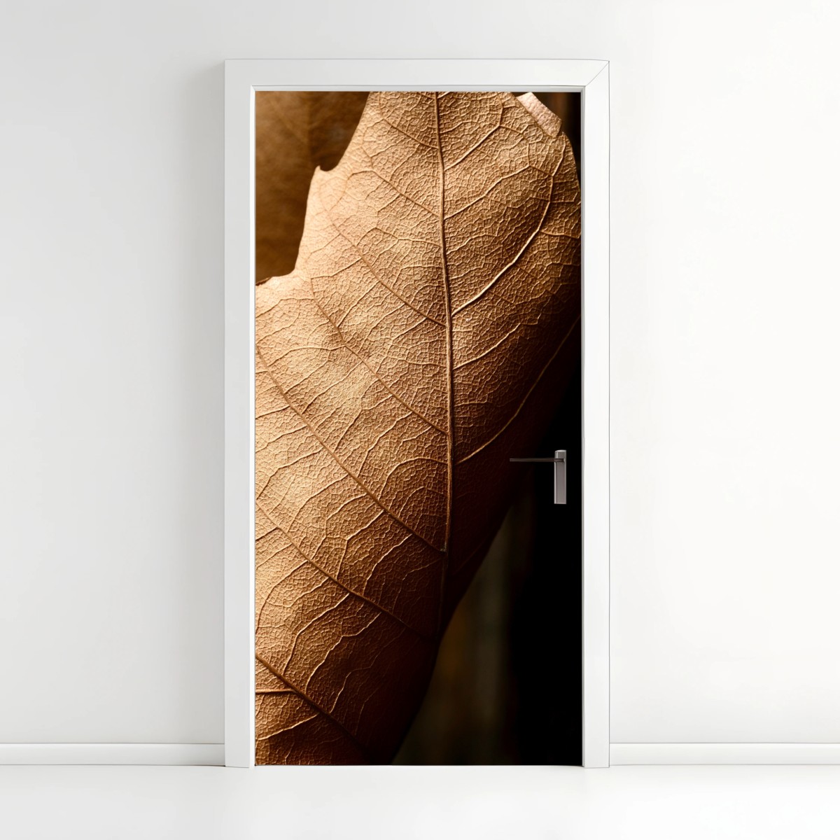 Türaufkleber strukturiertes trockenes blatt nahaufnahme – Wallnifity®