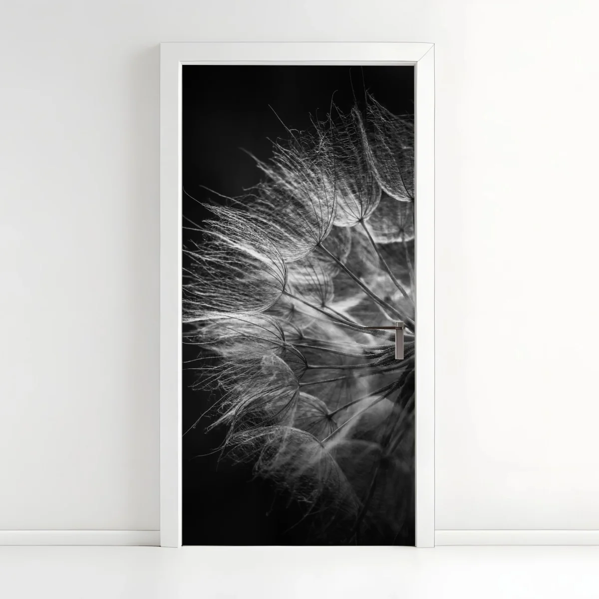 Türaufkleber zarter löwenzahn in monochrom – Wallnifity® Türaufkleber zarter löwenzahn in monochrom – Wallnifity®