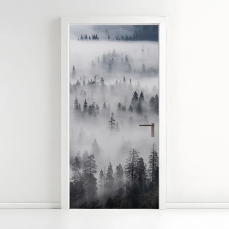 Türaufkleber nebeliger kiefernwald – Wallnifity®