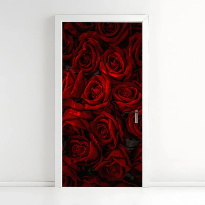 Türaufkleber intensive rote rosen nahaufnahme – Wallnifity®