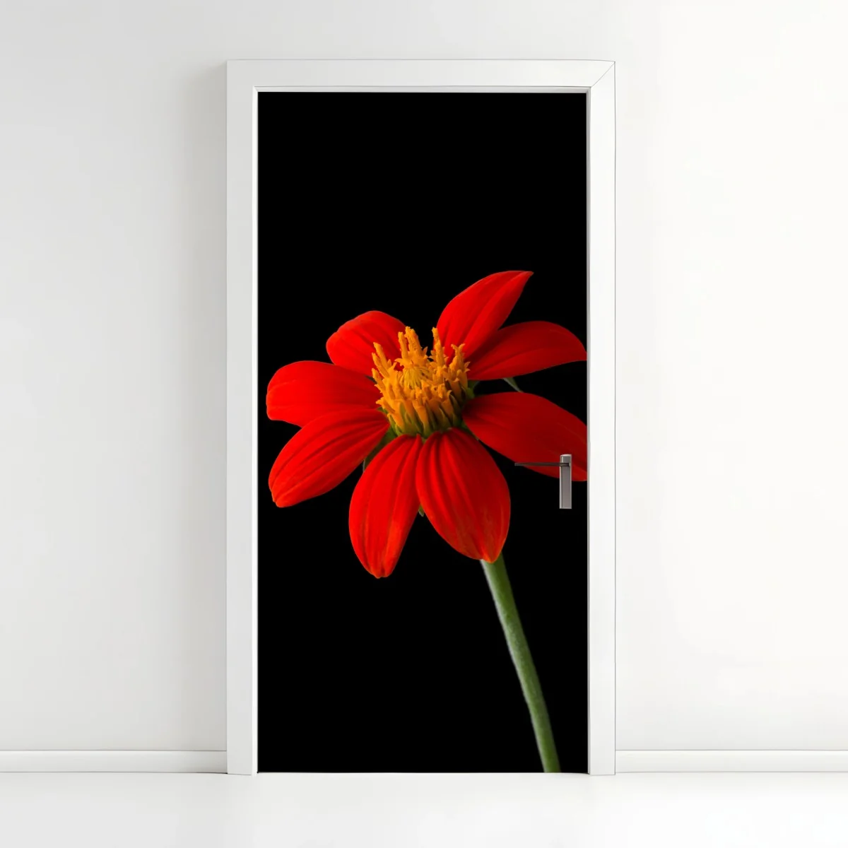 Türaufkleber leuchtende mexikanische sonnenblume auf schwarzem hintergrund – Wallnifity® Türaufkleber leuchtende mexikanische sonnenblume auf schwarzem hintergrund – Wallnifity®