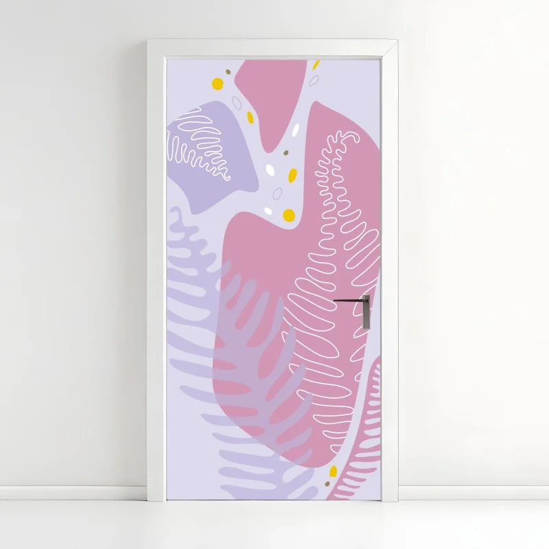 Türaufkleber zarte pastell-botanische abstraktion