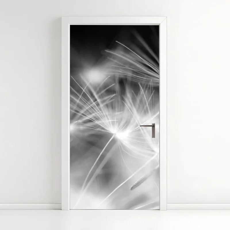Türaufkleber zarte löwenzahnsamen in monochrom