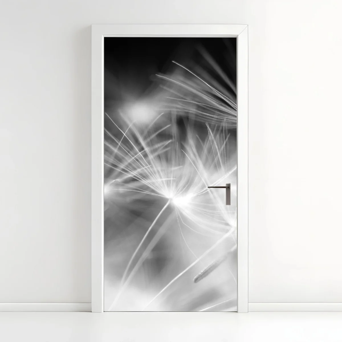 Türaufkleber zarte löwenzahnsamen in monochrom – Wallnifity® Türaufkleber zarte löwenzahnsamen in monochrom – Wallnifity®