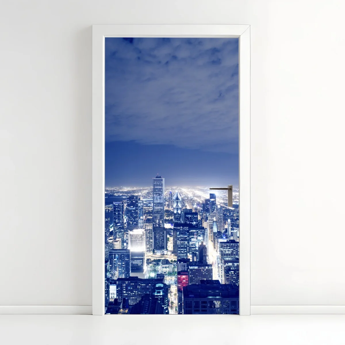 Türaufkleber Chicago nächtliche skyline panorama – Wallnifity®