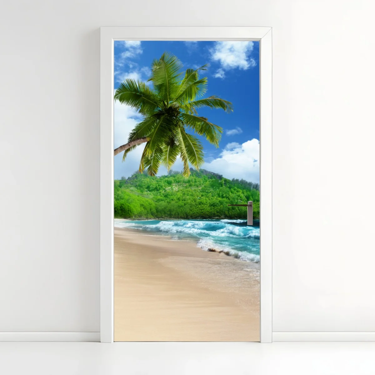 Türaufkleber ruhiger tropischer strand auf Mahe, Seychellen – Wallnifity® Türaufkleber ruhiger tropischer strand auf Mahe, Seychellen – Wallnifity®