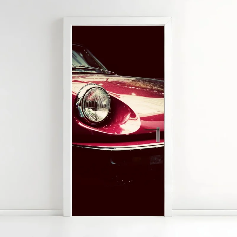 Türaufkleber nahaufnahme eines klassischen roten sportwagens