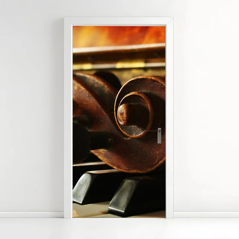 Türaufkleber strukturiertes trockenes blatt nahaufnahme – Wallnifity®