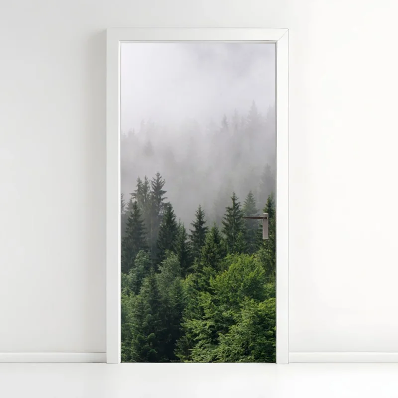 Türaufkleber tropischer palmenstrand unter blauem himmel – Wallnifity®