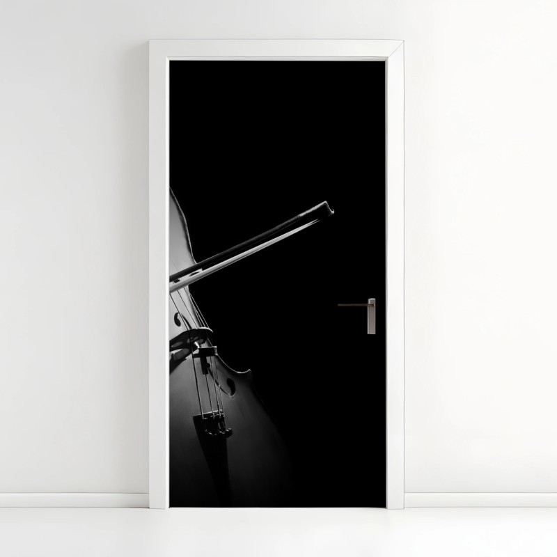 Türaufkleber elegantes cello in monochrom