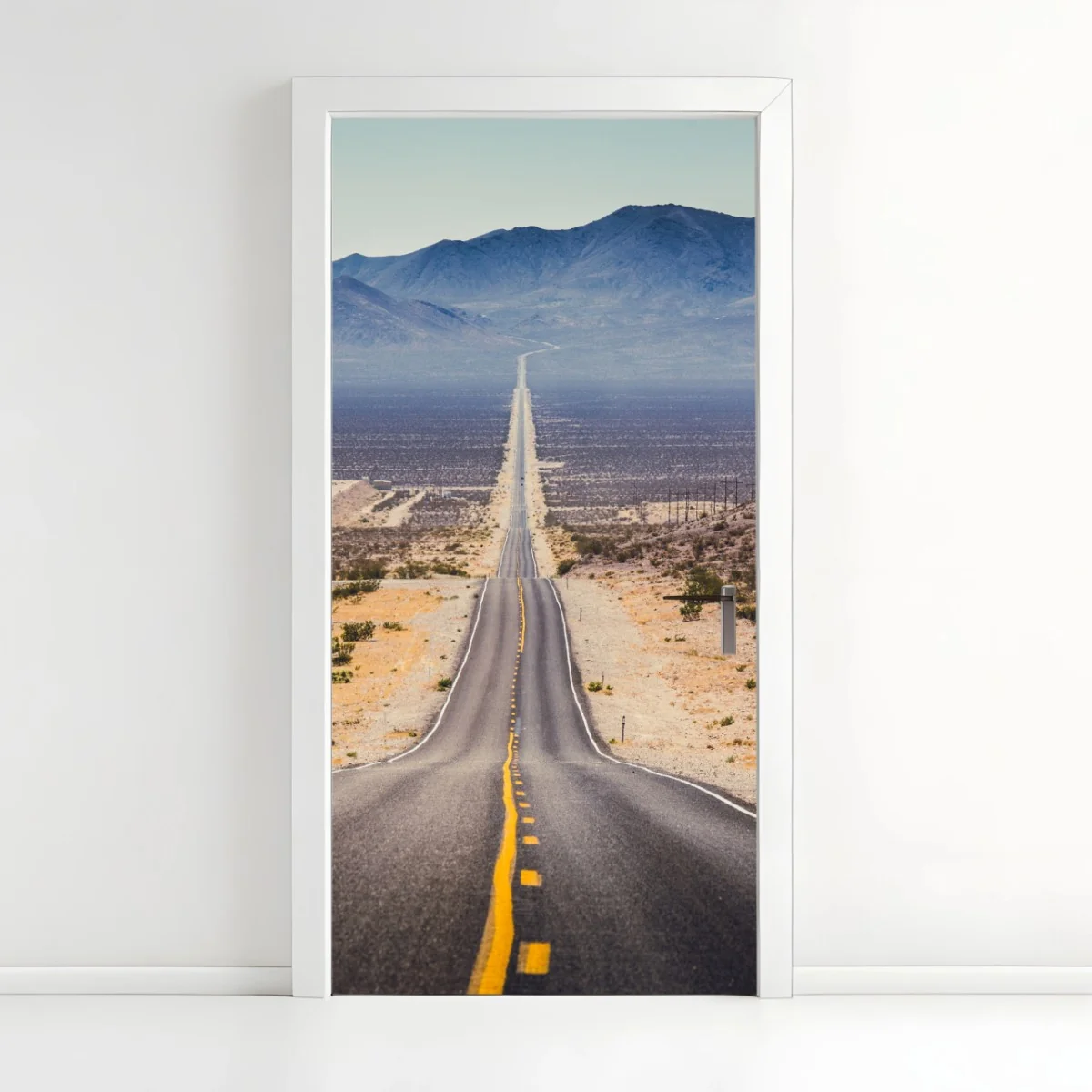 Türaufkleber endlose wüstenstraße in die berge – Wallnifity® Türaufkleber endlose wüstenstraße in die berge – Wallnifity®