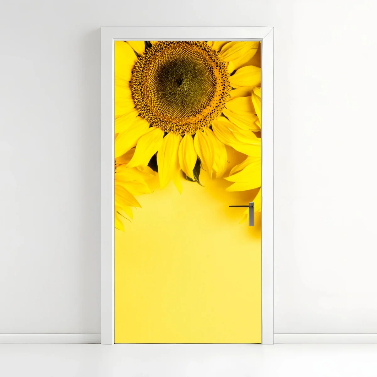 Türaufkleber leuchtender sonnenblumenstrauß auf gelbem hintergrund – Wallnifity® Türaufkleber leuchtender sonnenblumenstrauß auf gelbem hintergrund – Wallnifity®