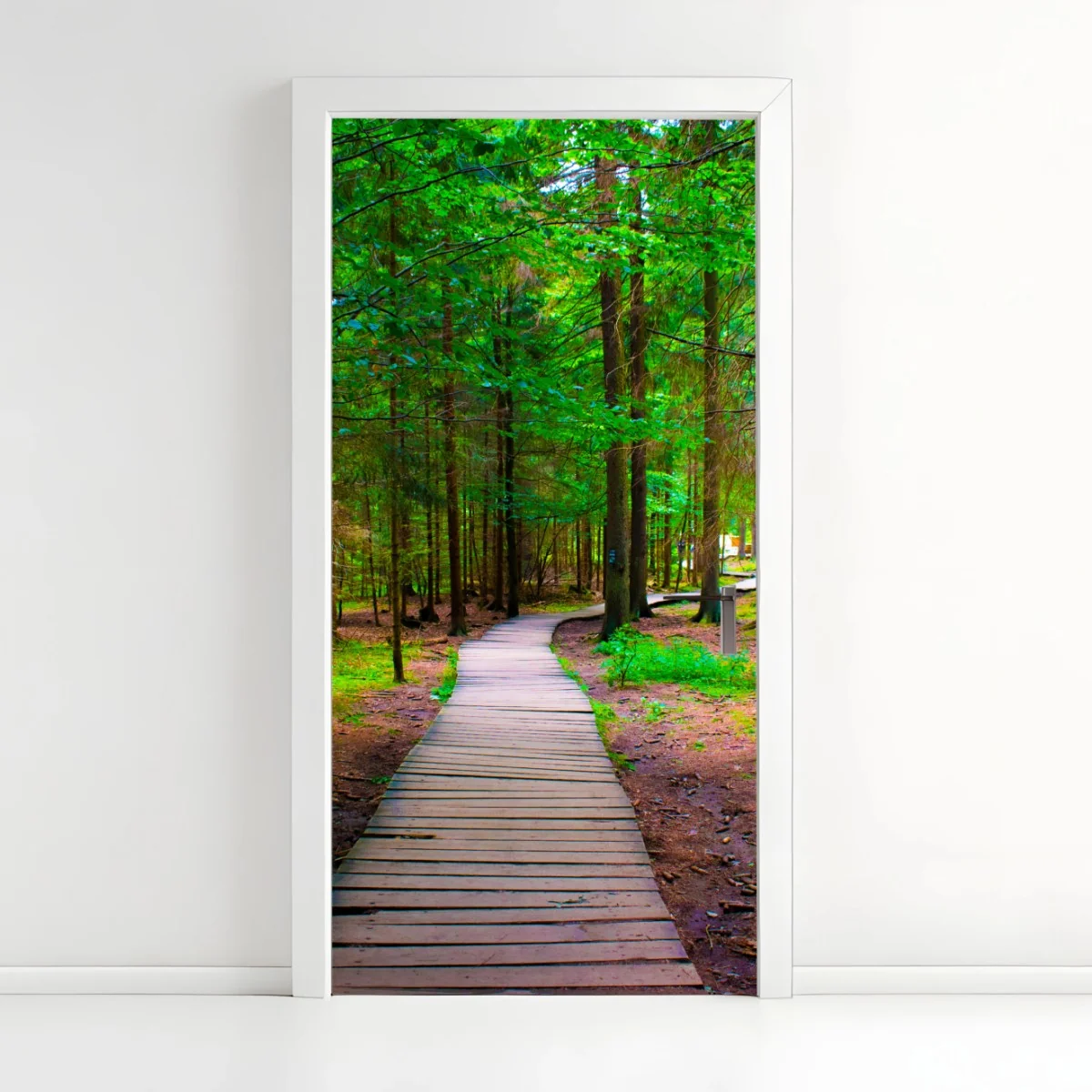 Türaufkleber ruhiger waldsteg im grünen – Wallnifity® Türaufkleber ruhiger waldsteg im grünen – Wallnifity®