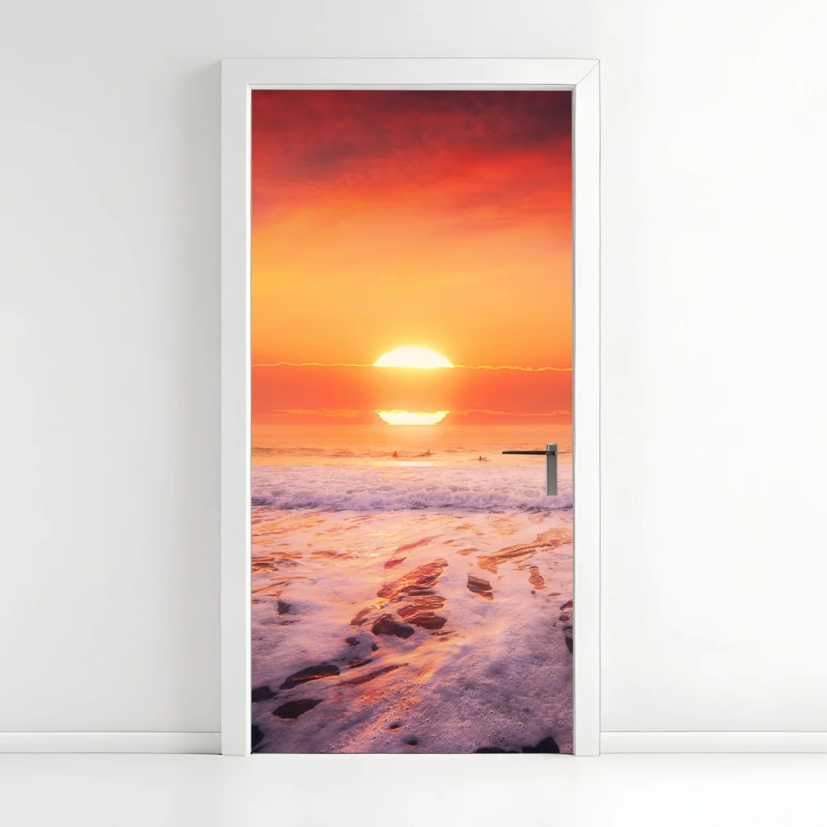 Türaufkleber goldener sonnenuntergang über ruhigem strand – Wallnifity® Türaufkleber goldener sonnenuntergang über ruhigem strand – Wallnifity®