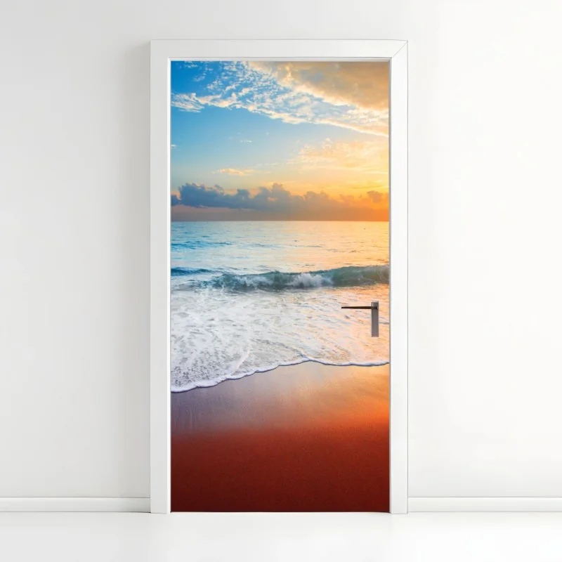 Türaufkleber ruhiger sonnenuntergang über dem meer