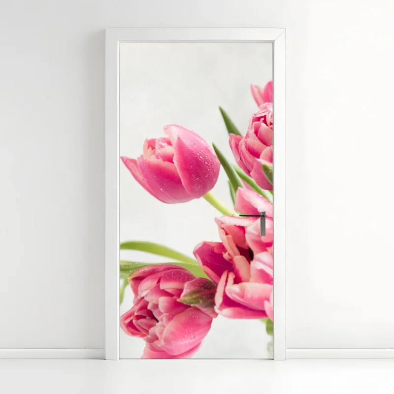 Türaufkleber eleganter strauß rosa tulpen
