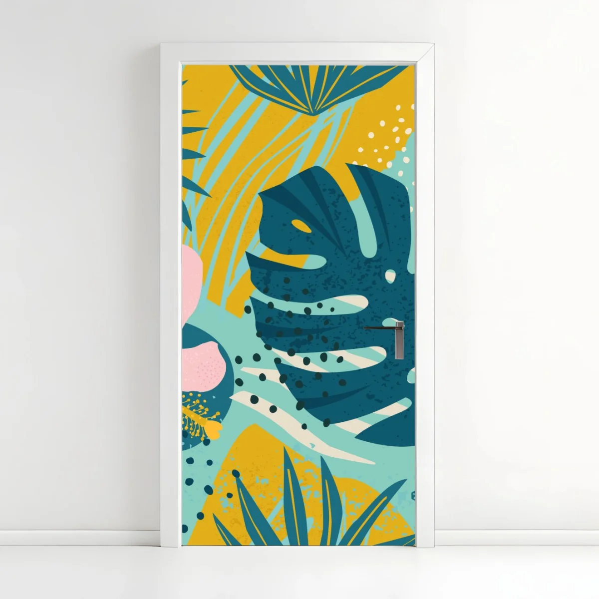 Türaufkleber tropische blätter und blüten – Wallnifity® Türaufkleber tropische blätter und blüten – Wallnifity®