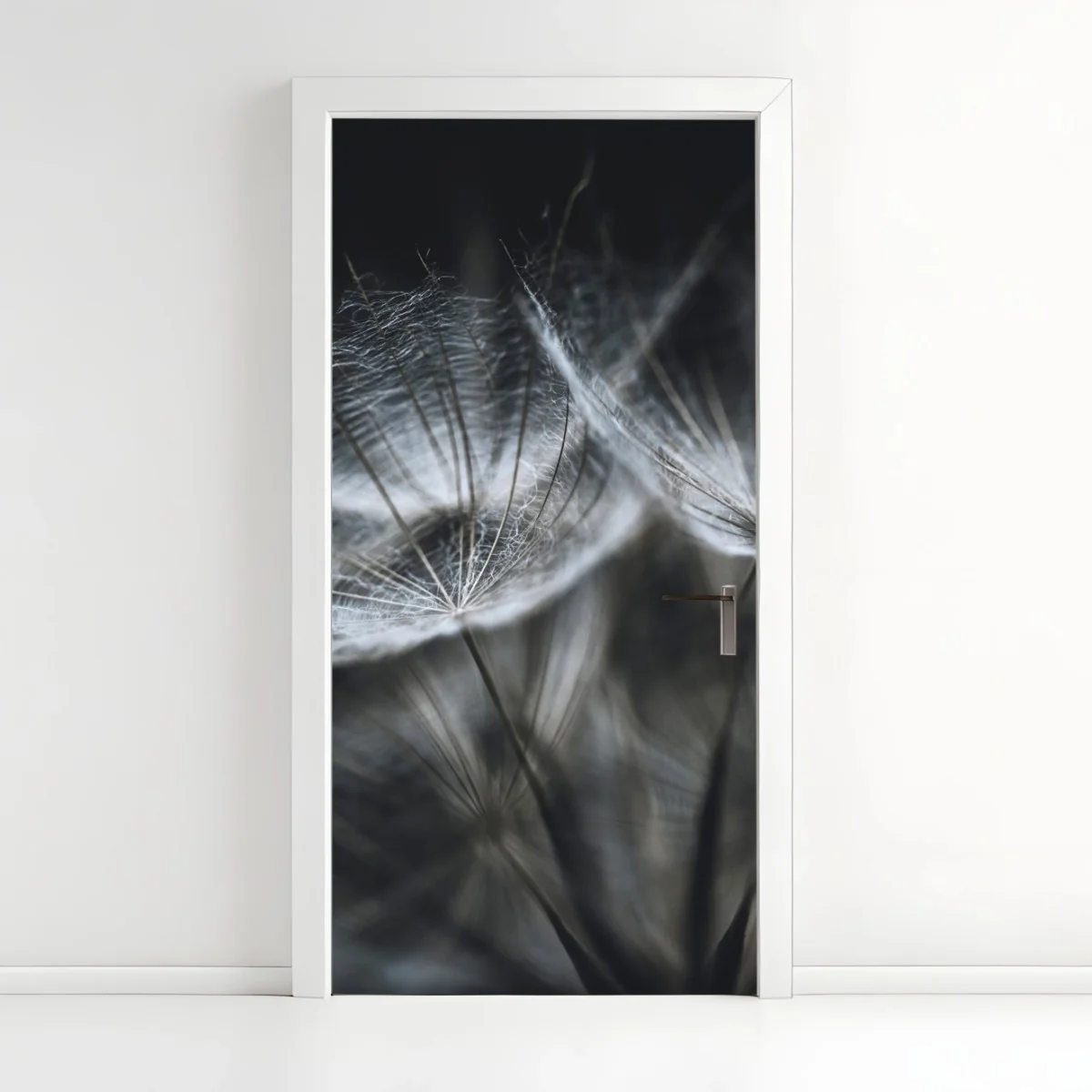 Türaufkleber zarte löwenzahnsamen in monochrom – Wallnifity® Türaufkleber zarte löwenzahnsamen in monochrom – Wallnifity®