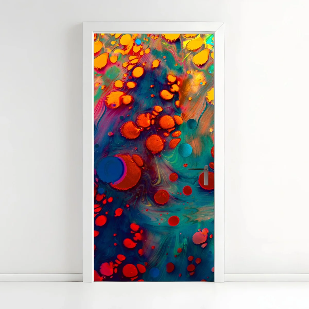 Türaufkleber lebendige türkis-orange marmorierte kunst – Wallnifity® Türaufkleber lebendige türkis-orange marmorierte kunst – Wallnifity®