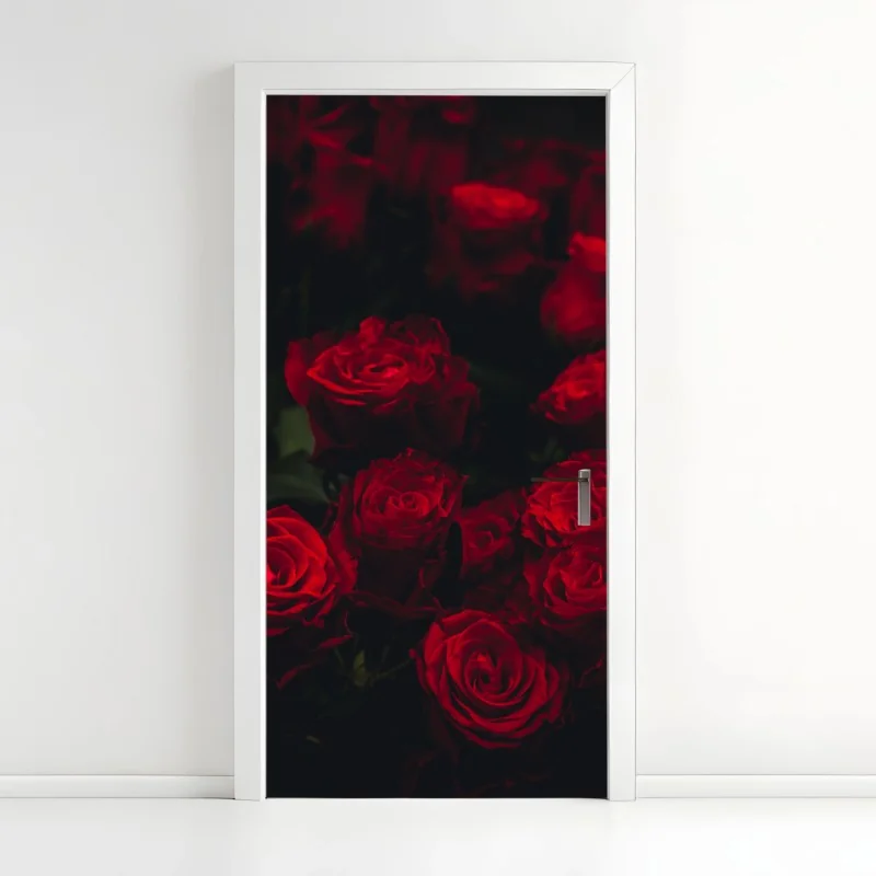 Türaufkleber leuchtende sonnenblume vor schwarzem hintergrund – Wallnifity®