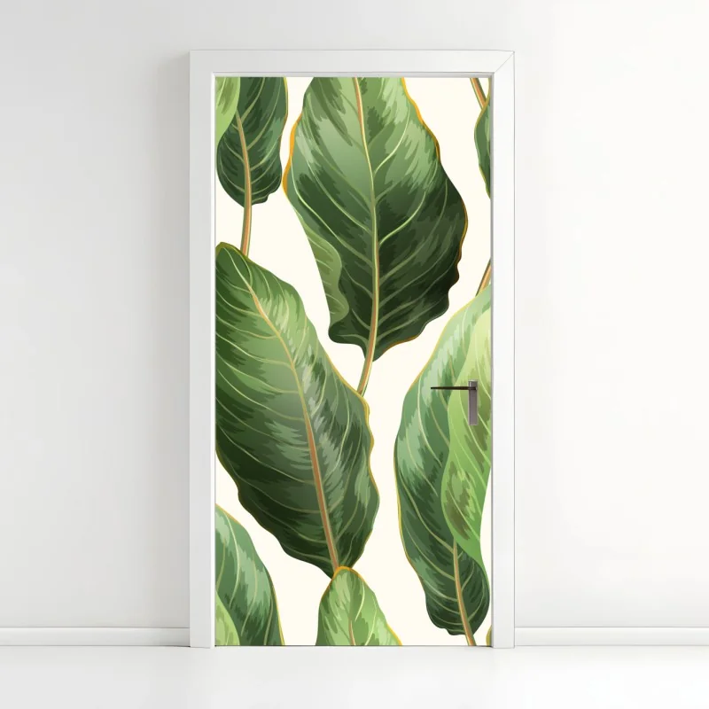 Türaufkleber tropisches bananenblattmuster