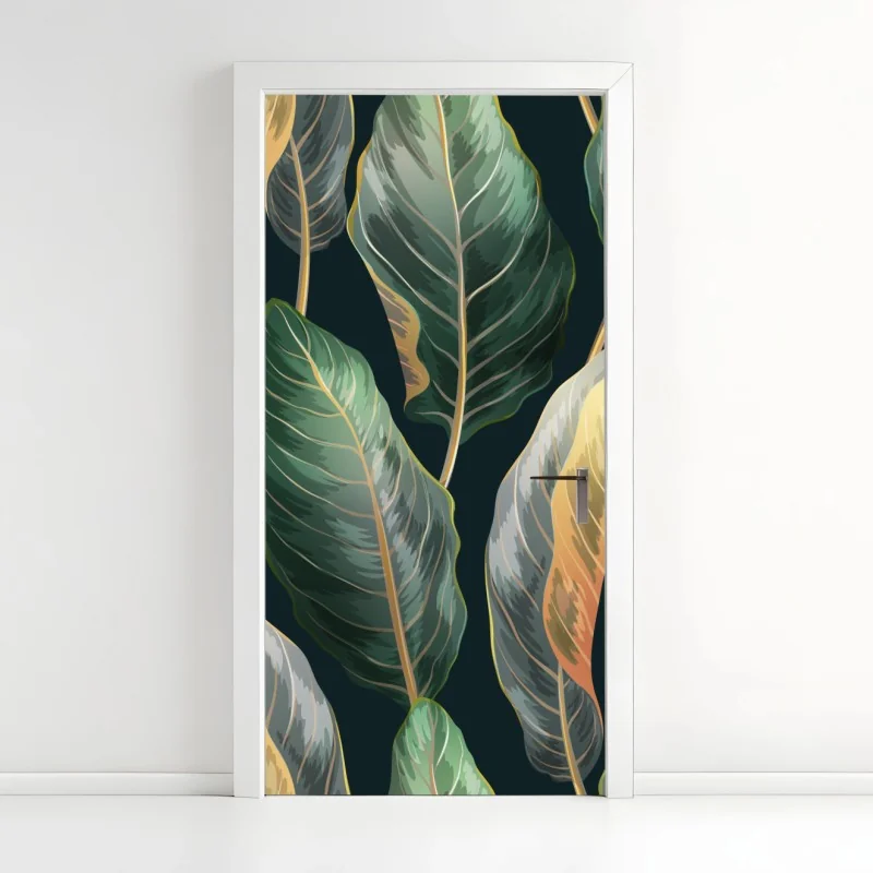 Türaufkleber vintage tropisches blättermuster