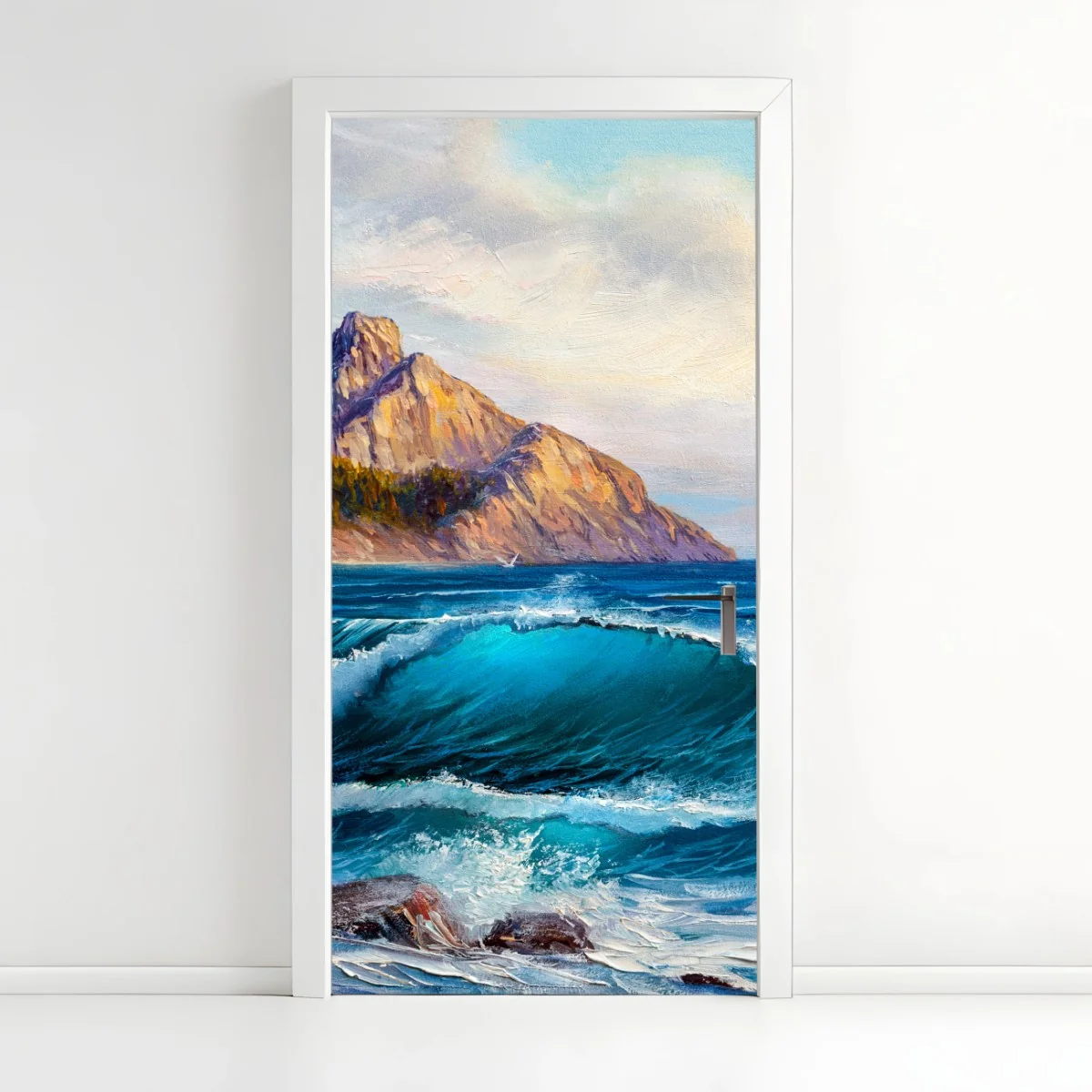 Türaufkleber türkisblaue welle - meereslandschaft in öl – Wallnifity® Türaufkleber türkisblaue welle - meereslandschaft in öl – Wallnifity®