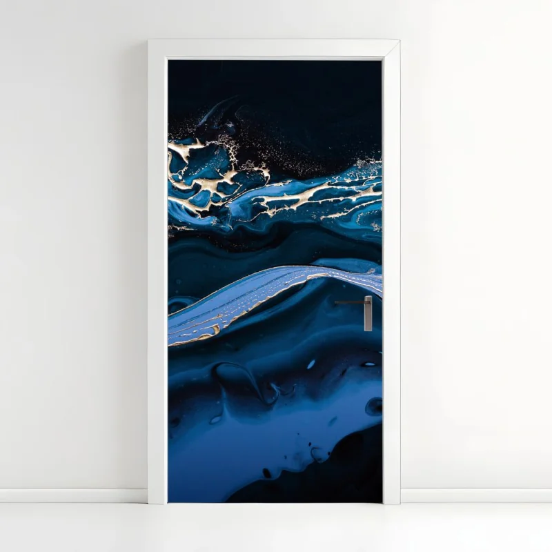Türaufkleber marineblaue und goldene abstraktion
