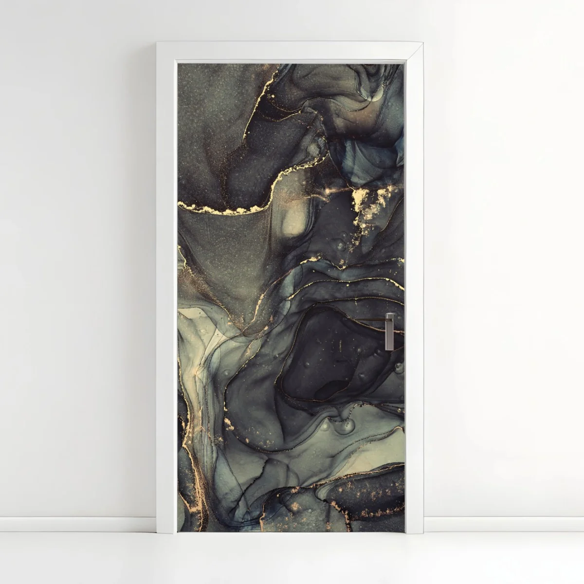 Türaufkleber luxuriöse abstrakte alkoholtinten-kunst mit goldenen adern – Wallnifity®