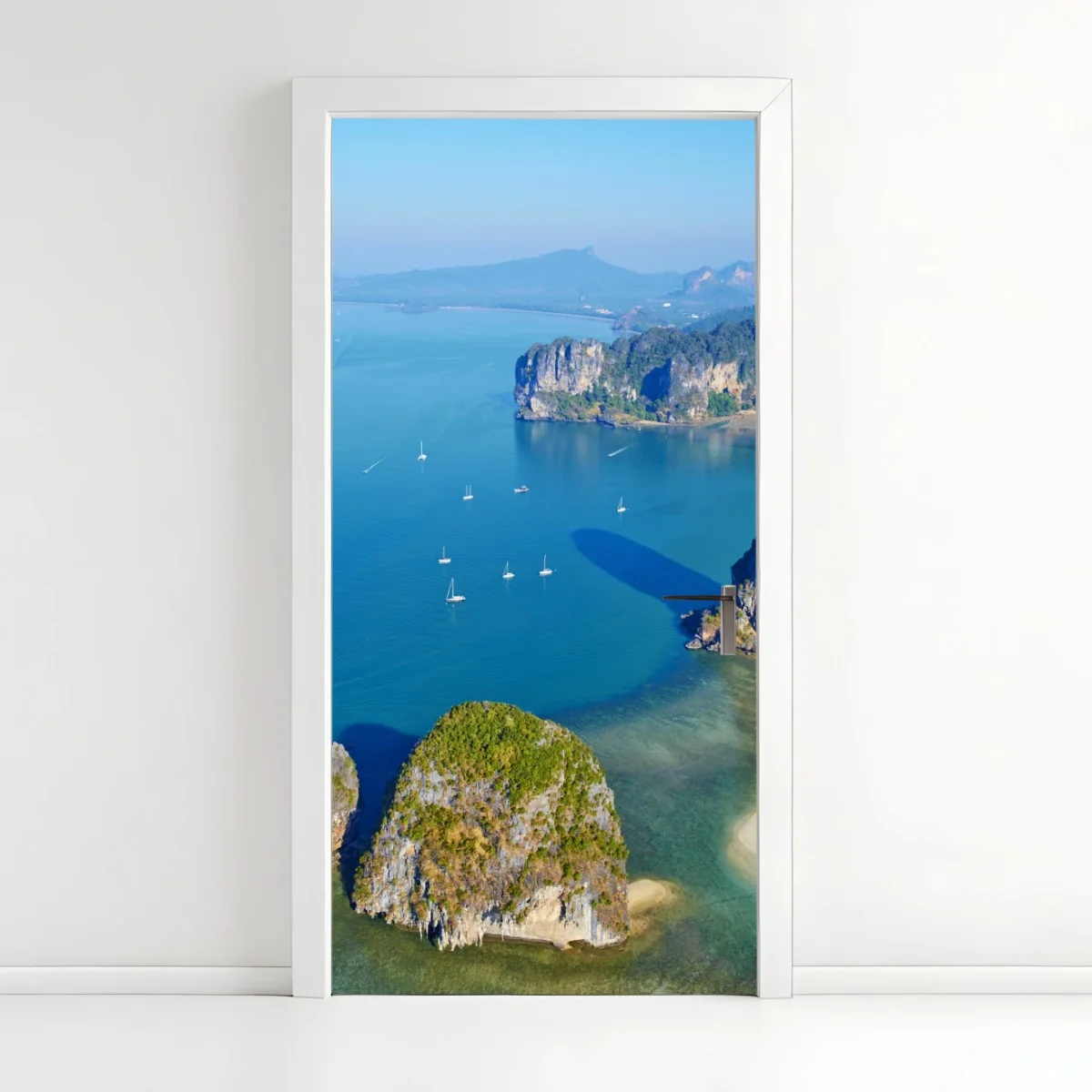 Türaufkleber türkise insel- und klippenlandschaft – Wallnifity® Türaufkleber türkise insel- und klippenlandschaft – Wallnifity®