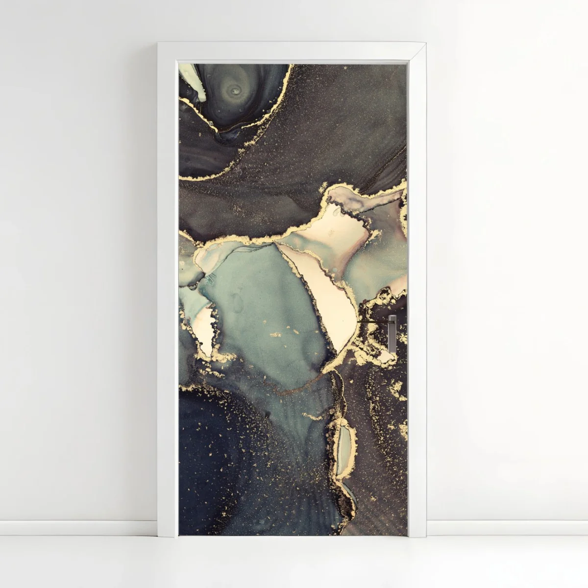 Türaufkleber türkis und gold abstrakte fließmalerei – Wallnifity® Türaufkleber türkis und gold abstrakte fließmalerei – Wallnifity®