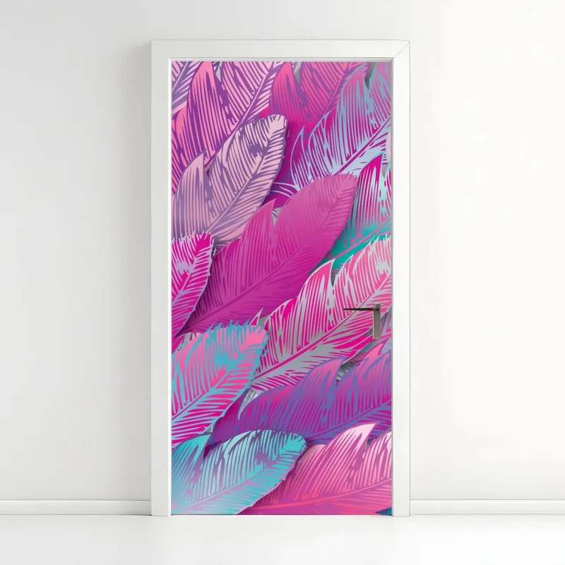 Türaufkleber sonnige gasse in Griechenland mit bougainvillea – Wallnifity®