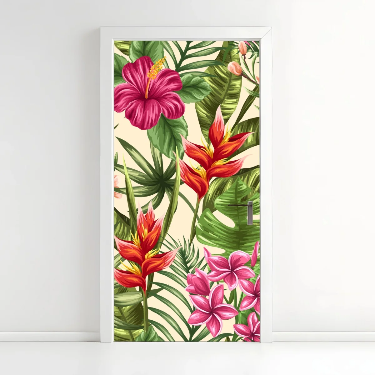 Türaufkleber tropisches blumenmuster mit hibiskus und plumeria – Wallnifity® Türaufkleber tropisches blumenmuster mit hibiskus und plumeria – Wallnifity®