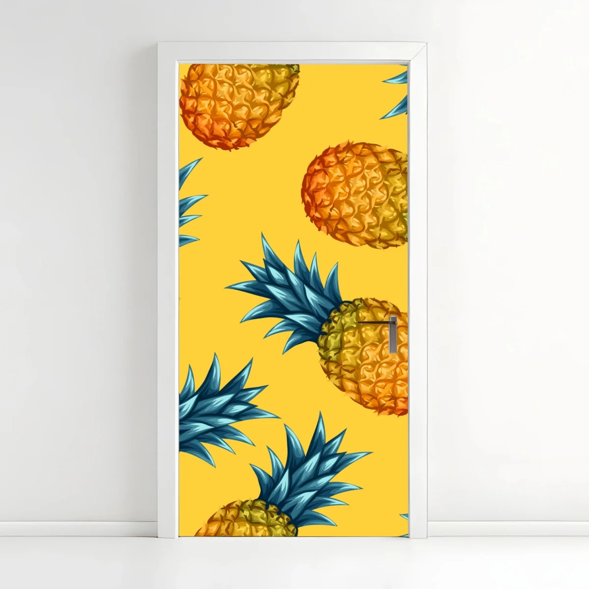 Türaufkleber tropisches ananasmuster auf gelbem hintergrund – Wallnifity®