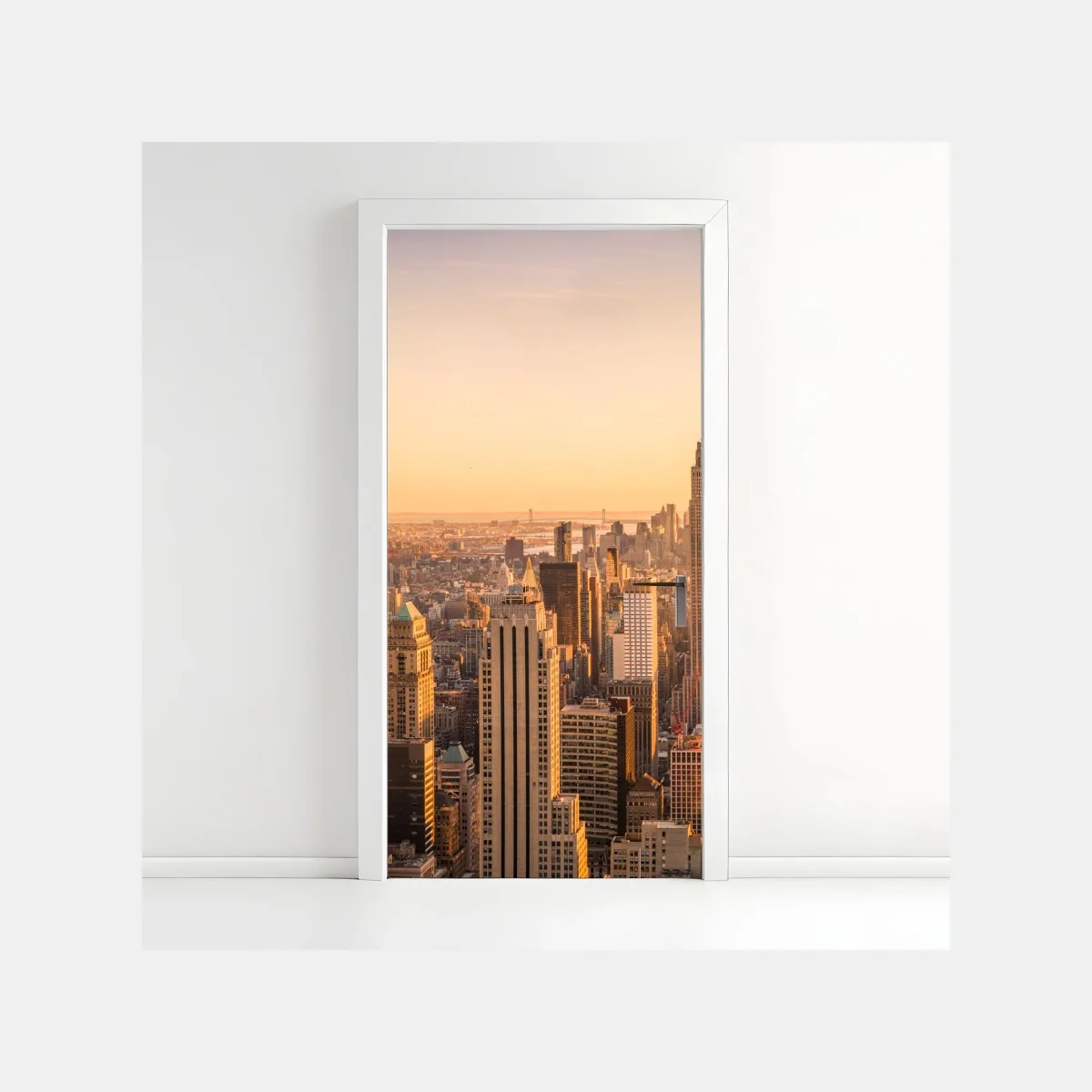 Türaufkleber goldener sonnenuntergang über der skyline von New York – Wallnifity® Türaufkleber goldener sonnenuntergang über der skyline von New York – Wallnifity®