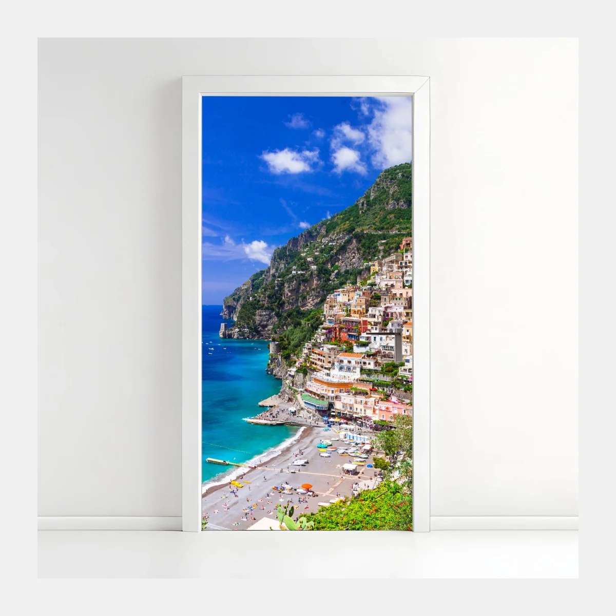 Türaufkleber sonnige panoramaaufnahme von Positano an der Amalfiküste – Wallnifity® Türaufkleber sonnige panoramaaufnahme von Positano an der Amalfiküste – Wallnifity®