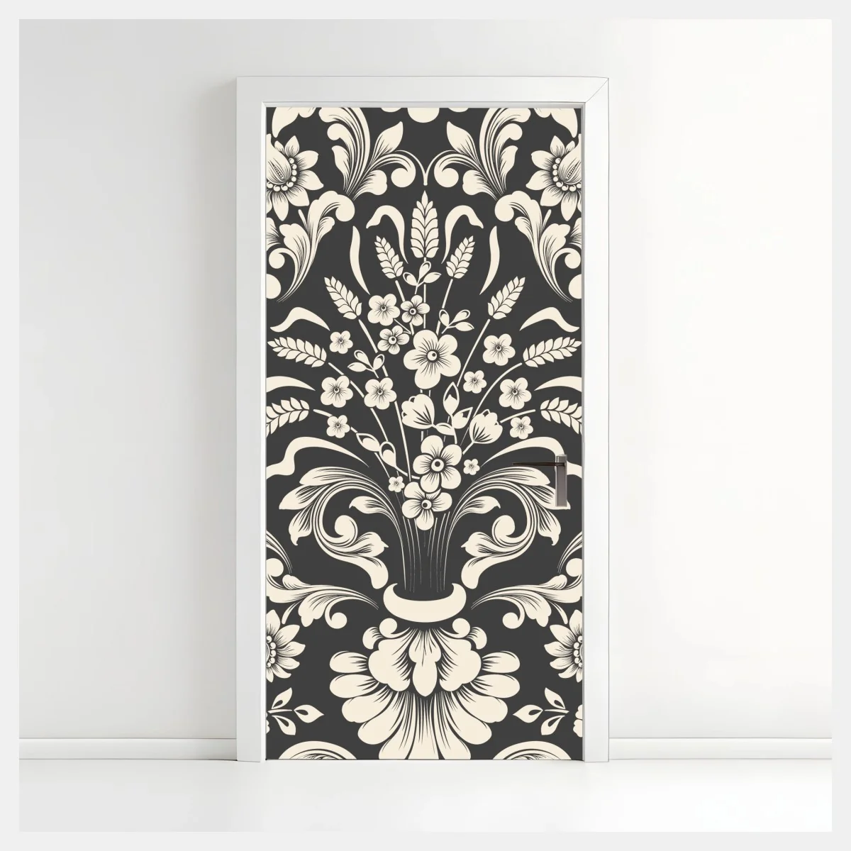 Türaufkleber vintage blumiges damastmuster – Wallnifity®