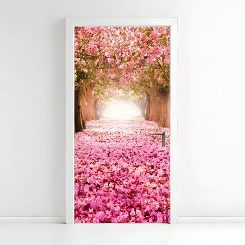 Türaufkleber zartes rosa herzblüte nahaufnahme – Wallnifity®