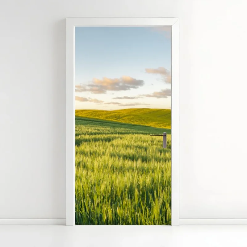 Türaufkleber ruhige grüne wiesen panorama