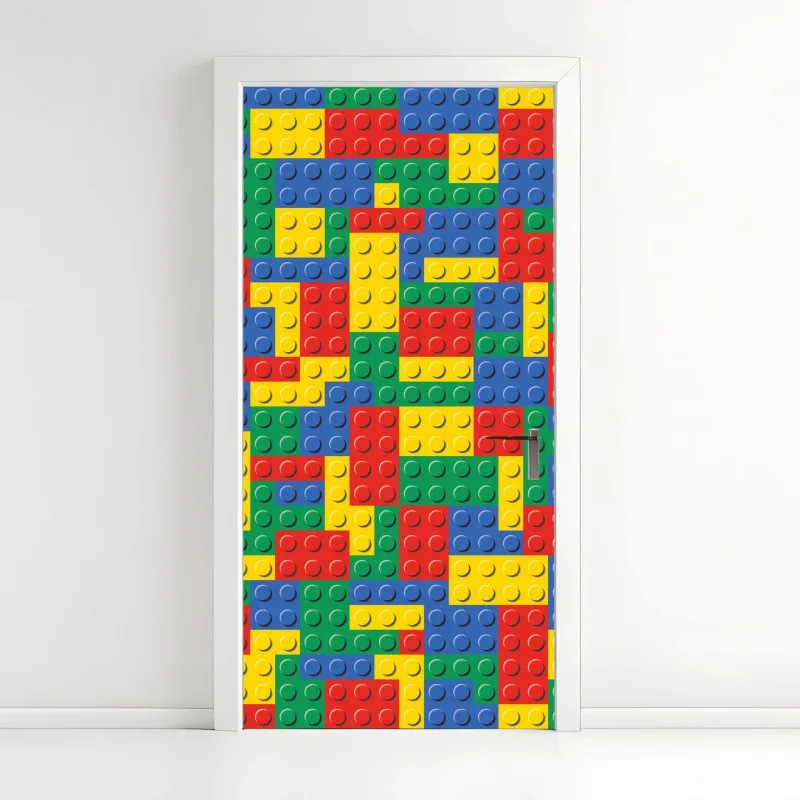 Türaufkleber buntes bausteinmuster