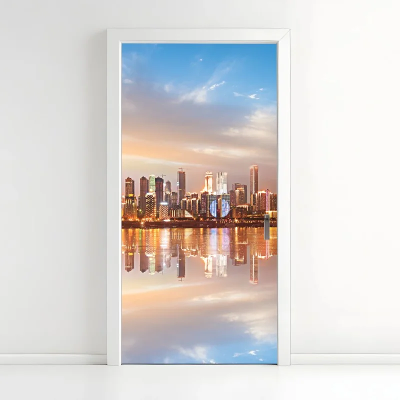 Türaufkleber feine botanische linienzeichnung mit blumen – Wallnifity®