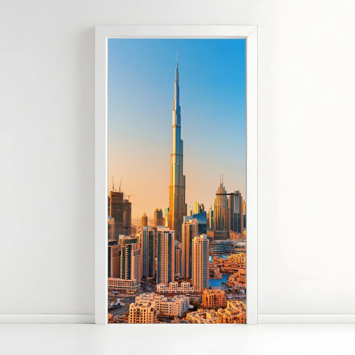 Türaufkleber Dubai skyline in der goldenen stunde – Wallnifity® Türaufkleber Dubai skyline in der goldenen stunde – Wallnifity®