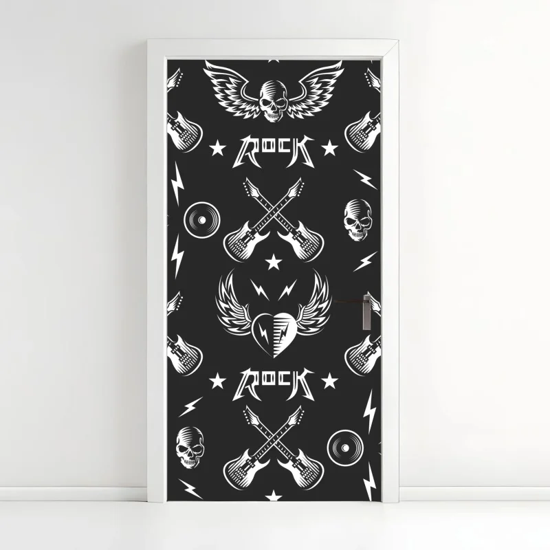 Türaufkleber nahtloses muster mit rock-symbolen