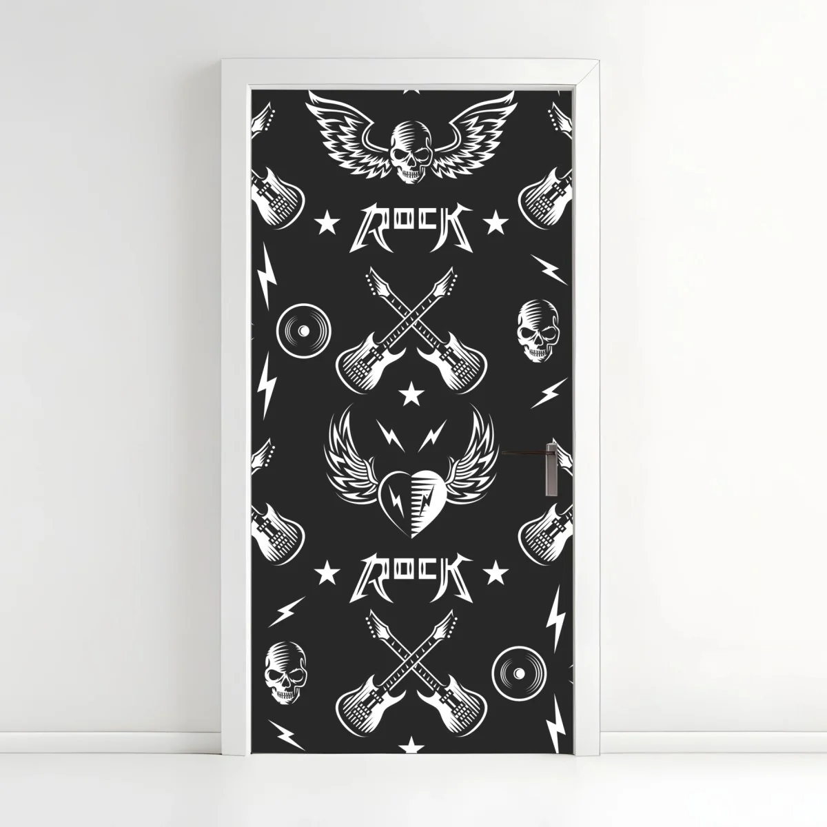 Türaufkleber nahtloses muster mit rock-symbolen – Wallnifity® Türaufkleber nahtloses muster mit rock-symbolen – Wallnifity®