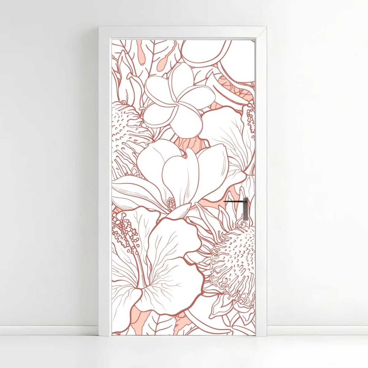 Türaufkleber zartes korallenfarbenes blumenmuster – Wallnifity® Türaufkleber zartes korallenfarbenes blumenmuster – Wallnifity®